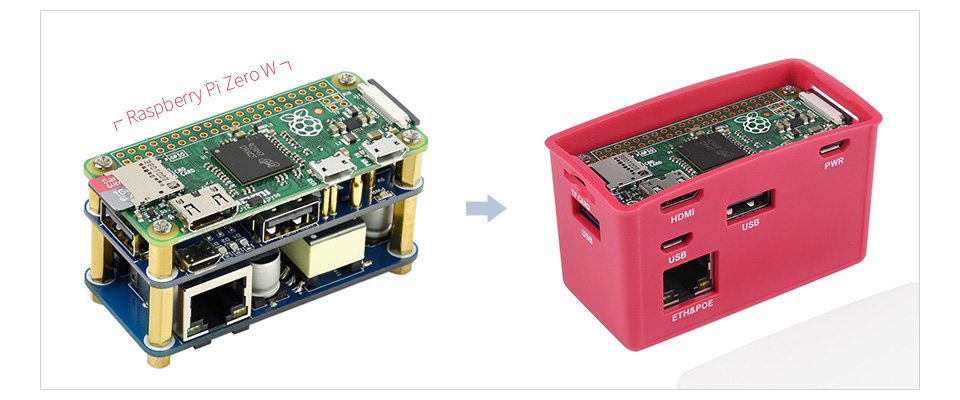 Ethernet / USB HUB BOX for Raspberry Pi Zero series, 1x RJ45 Ethernet Port,  3x USB 2.0 Ports