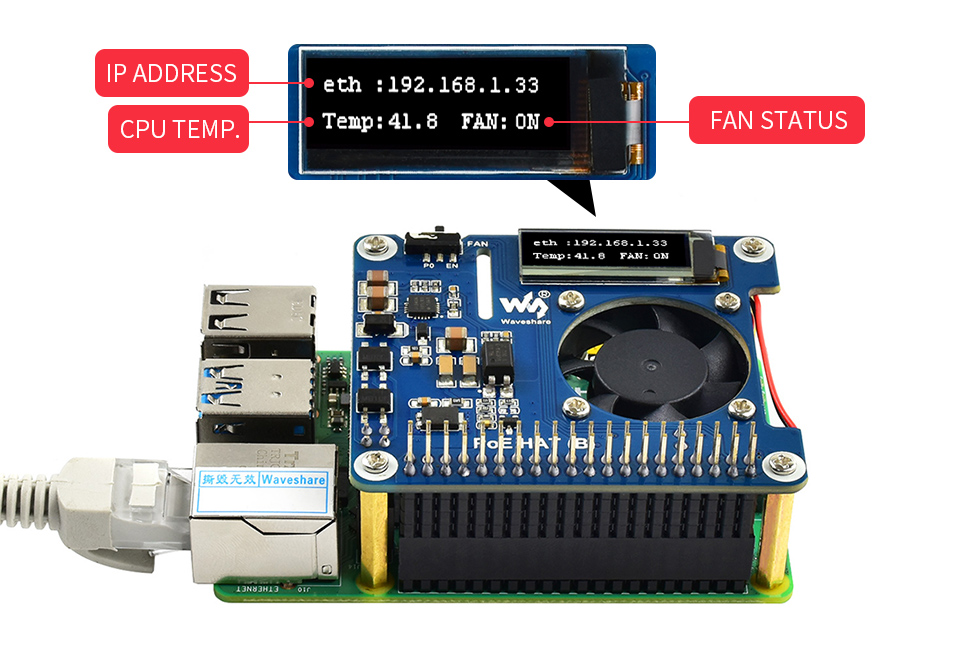 refrigeração temperatura oled para raspberry pi 3b + 4b