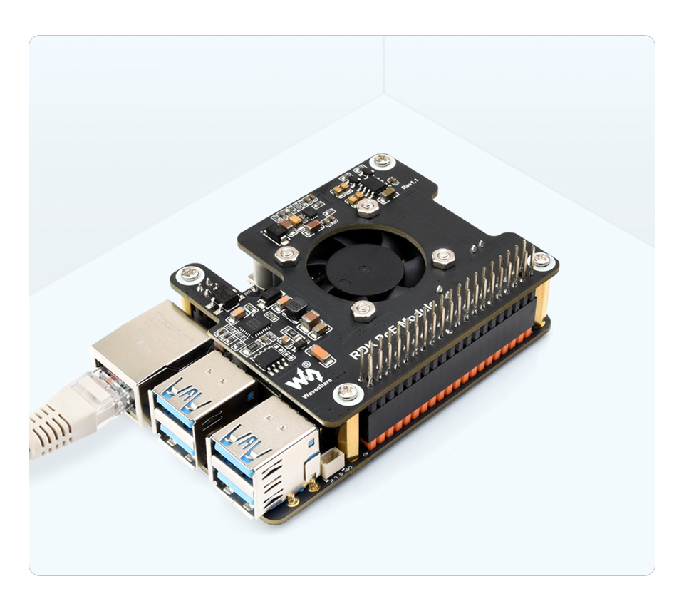 RDK-PoE-Module connect to the ethernet cable