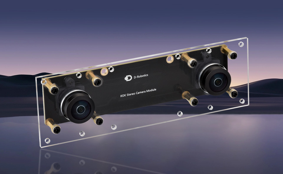 SC230AI binocular depth camera module, front view of camera