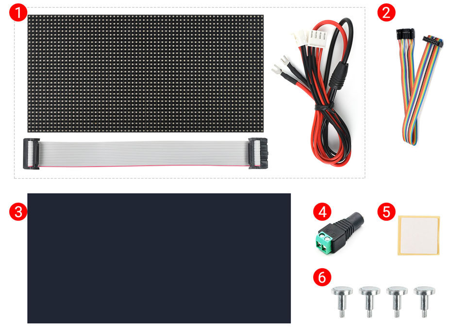 RGB Full-Color LED Matrix Panel, 64×32 Pixels, Adjustable