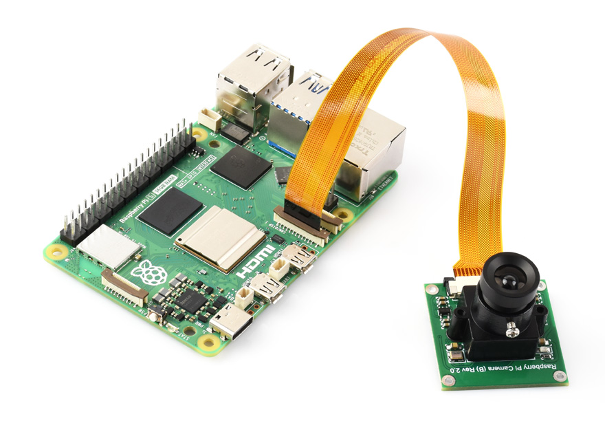 RPi Camera (B), Connects to Raspberry Pi 4B/3B+/3A+/3B/2B/B+/A+/Zero series/Zero 2 W series versions