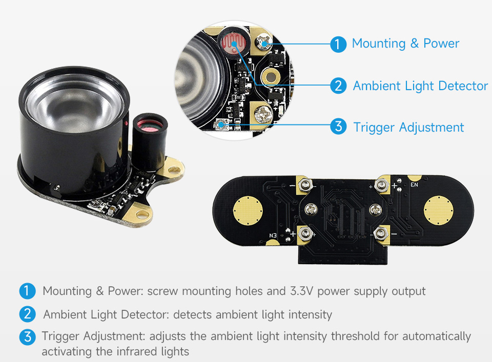 RPi IR-CUT Camera (B), Equipped with infrared light sensor