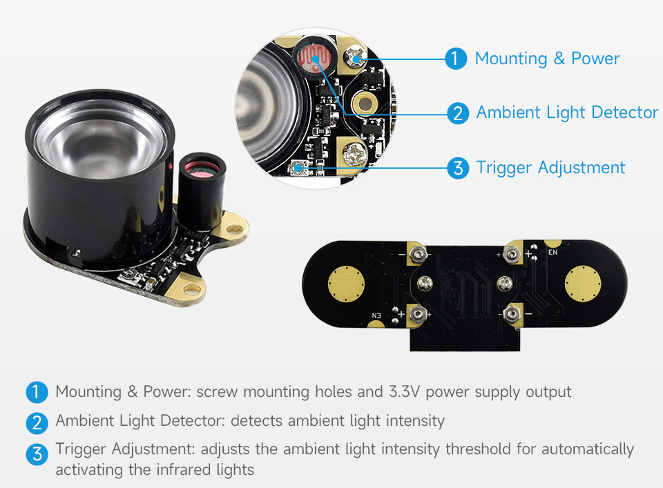 RPi IR-CUT Camera (B), Equipped with infrared light sensor