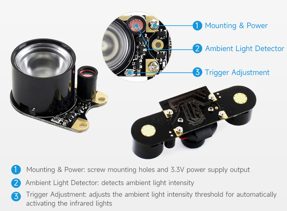 RPi IR-CUT Camera (B), Equipped with infrared light sensor