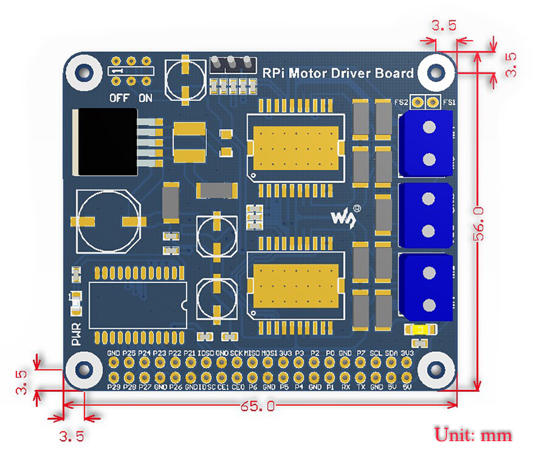 RPi Relay Board board dimensions