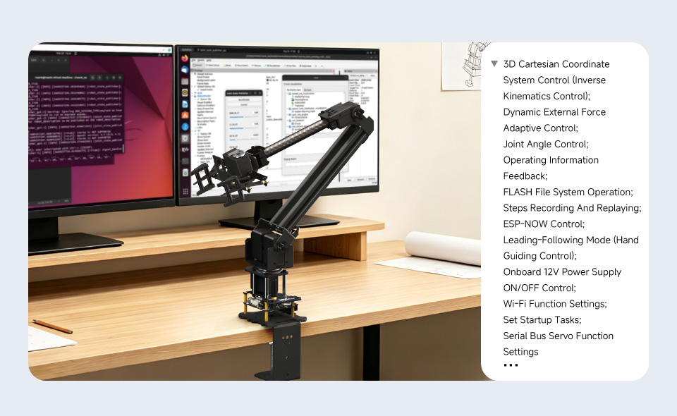3+1 DOF High-Torque Serial Bus Servo Robotic Arm, Completely open source for secondary development