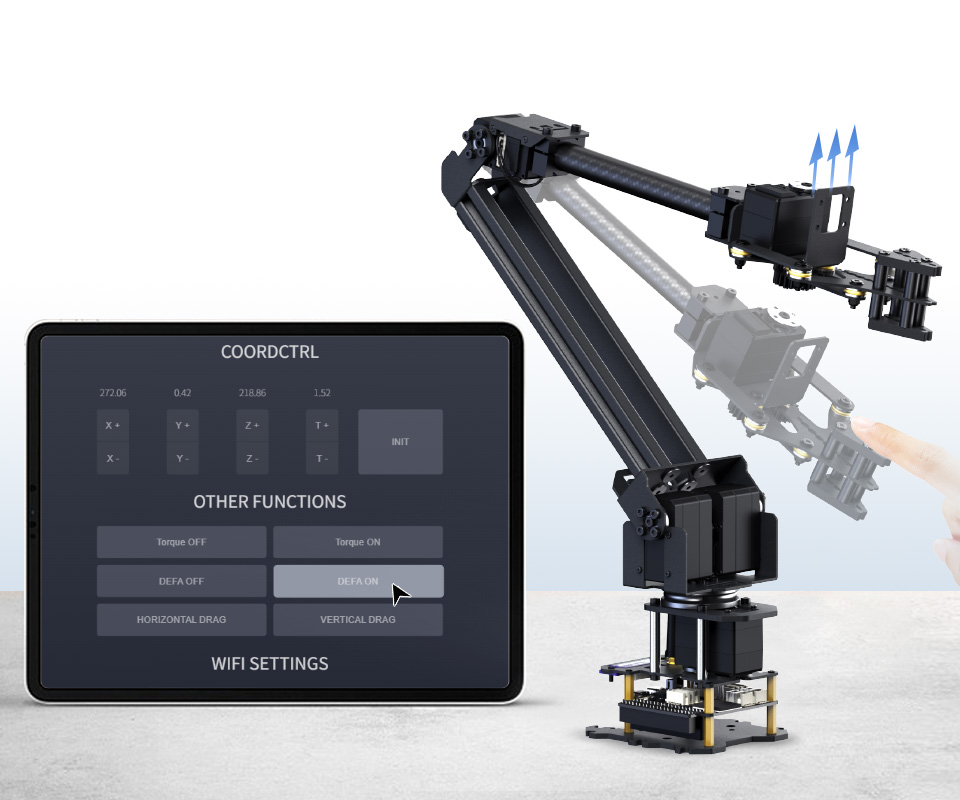 3+1 DOF High-Torque Serial Bus Servo Robotic Arm, Dynamic external force adaptive control