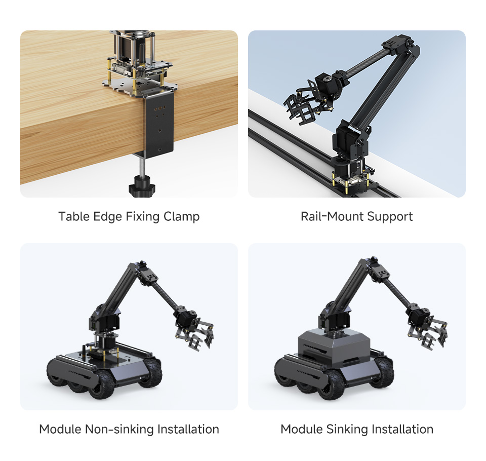 3+1 DOF High-Torque Serial Bus Servo Robotic Arm, Multiple installation methods for Integrating into Your Application