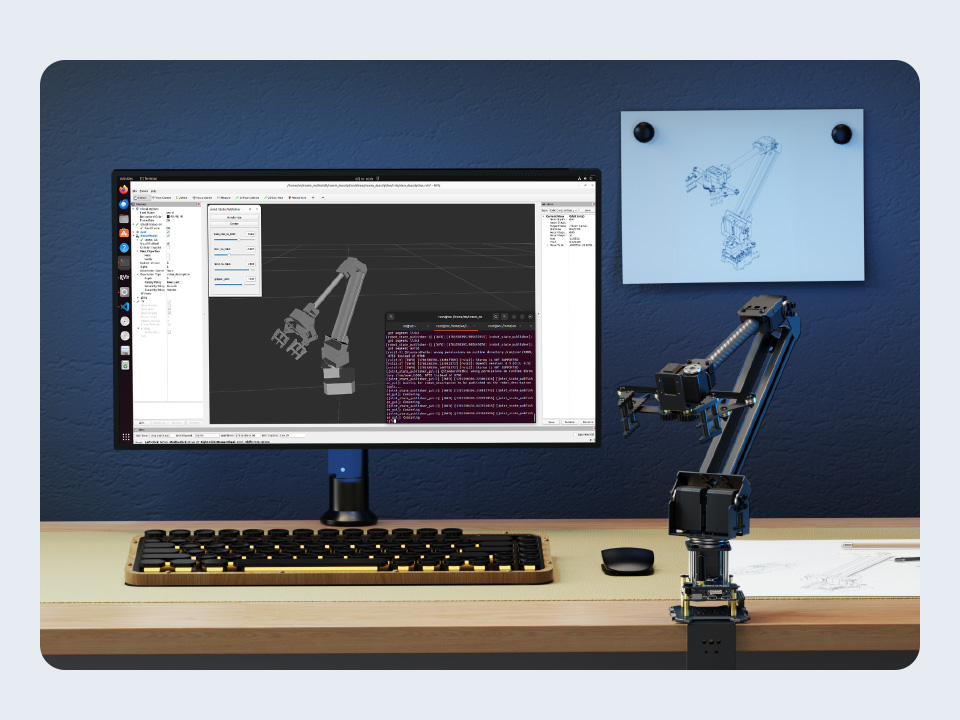 3+1 DOF High-Torque Serial Bus Servo Robotic Arm, Compatible with ROS2, Provides model establishment File and supports multi-device cooperation
