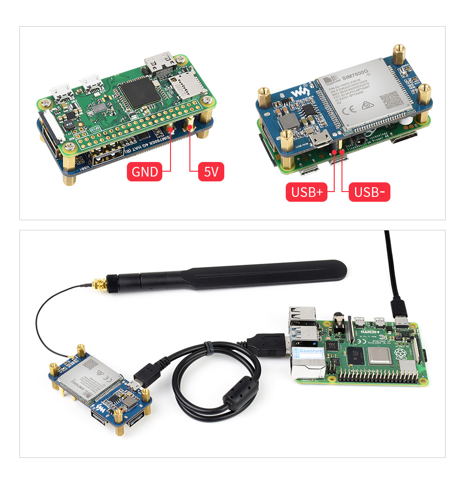 Sølv Efterligning tørst SIM7600G-H 4G HAT (B) For Raspberry Pi, LTE Cat-4 4G / 3G / 2G Support,  GNSS Positioning, Global Band