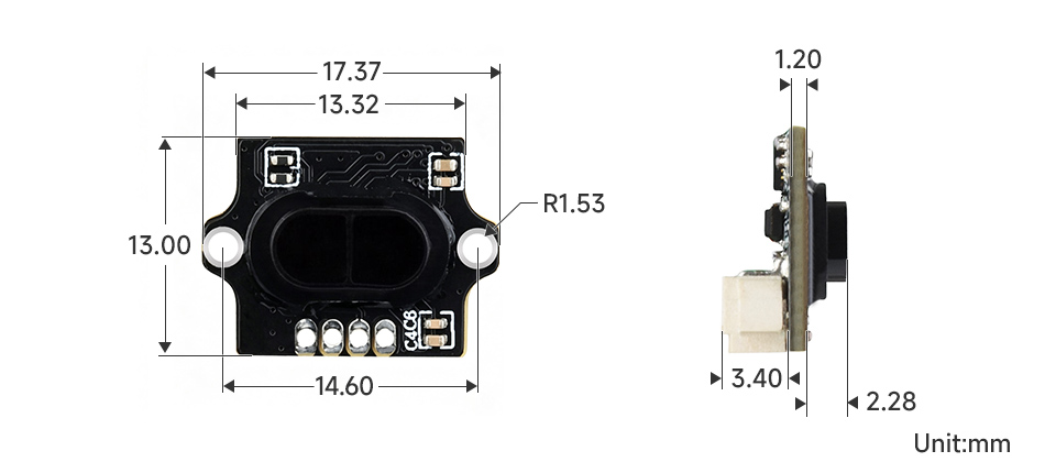 TOF (time of flight) Laser Range Sensor, outline dimensions
