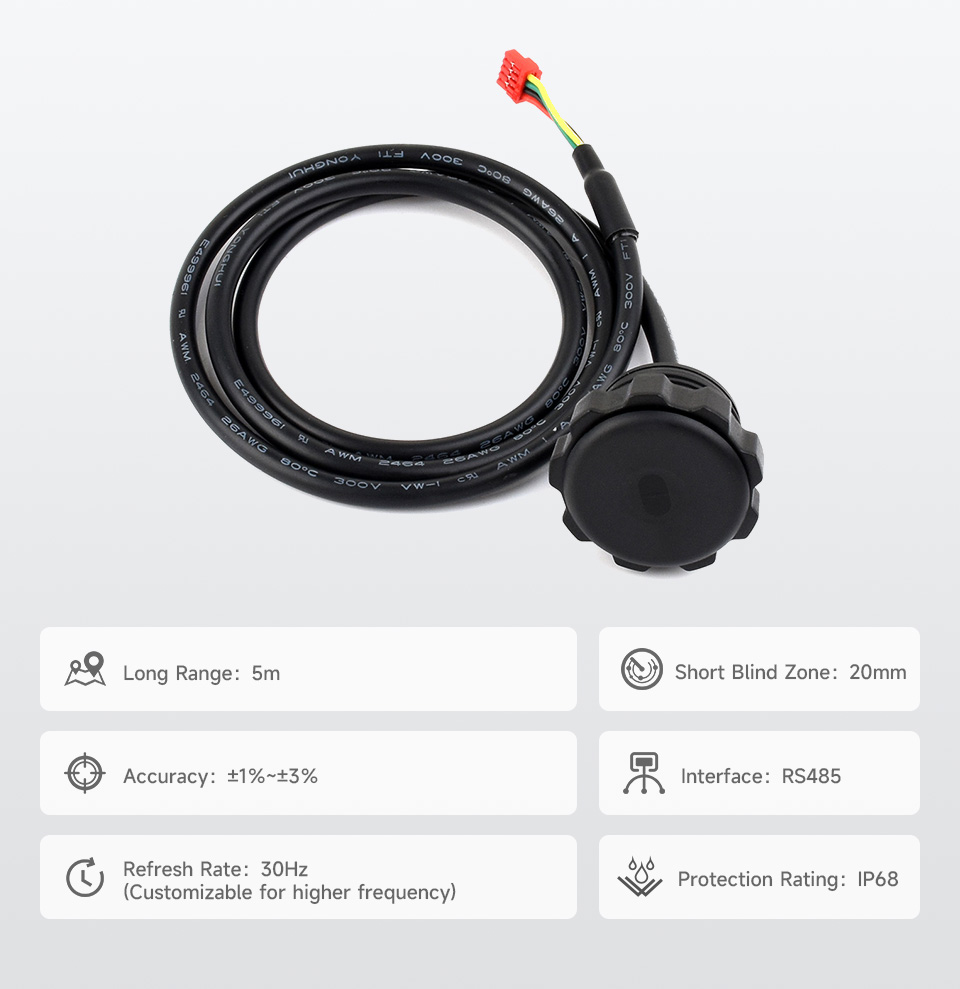 TOF (time of flight) Laser Range Sensor, front view and features