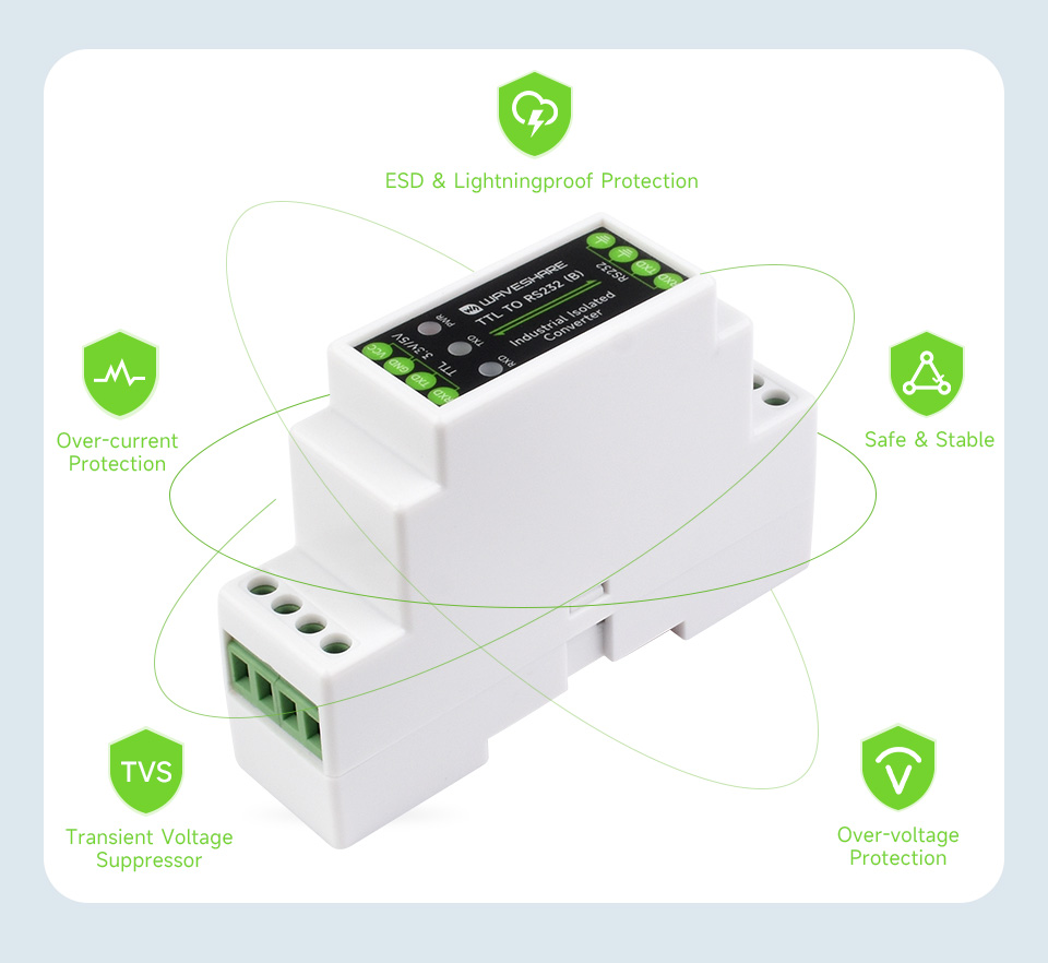 TTL To RS232 converter, onboard multiple protections