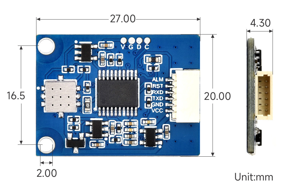 TVOC (Total Volatile Organic Compounds) Gas Sensor, outline dimensions