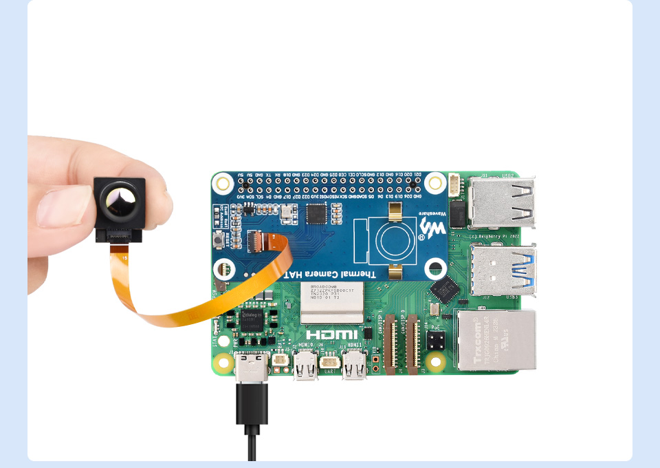 Thermal Camera HAT, connecting with Raspberry Pi 5 via 40PIN GPIO header