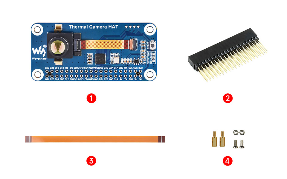 Thermal Camera HAT package contains