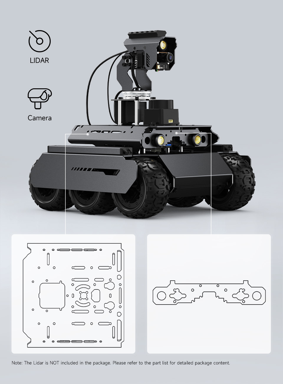 UGV Rover AI Robot, can be used to install a variety of peripherals