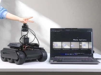 UGV Rover AI Robot photo taking gesture control demo