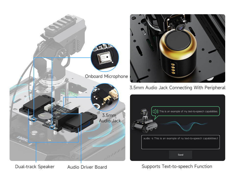 UGV Rover AI Robot with multiple audio interaction methods