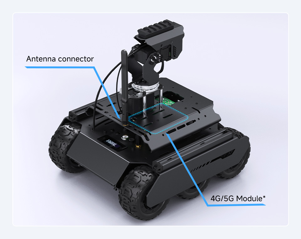 UGV Rover AI Robot, supports installing 4G/5G module