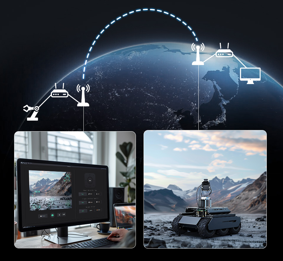 UGV Rover AI Robot, web application demos are based on WebRTC for real-time video transmission and robot remote control