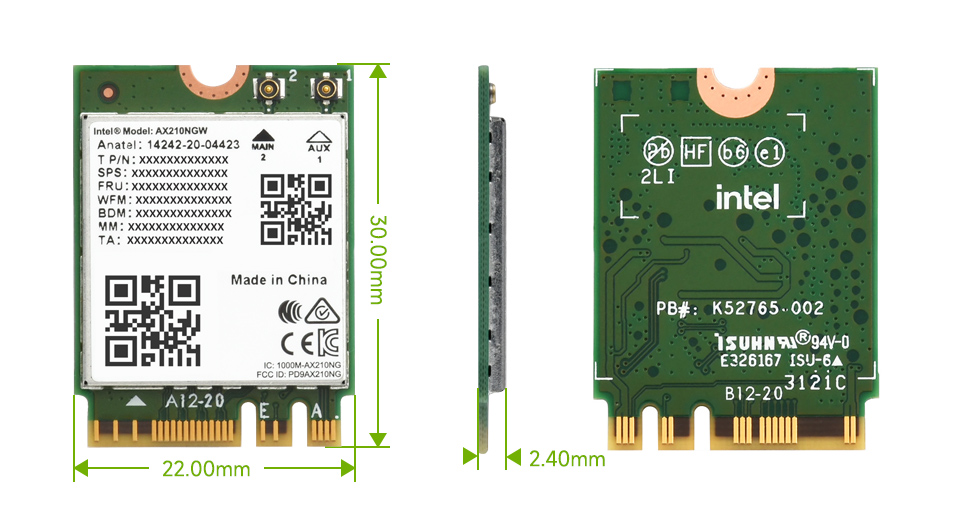 Wireless AX210 NIC, Gigabit Tri-Band Wi-Fi 6E, 802.11AX Standard