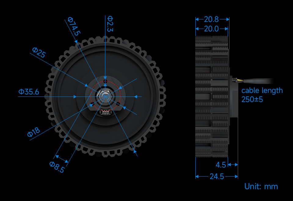 DDSM210 servo motor dimensions