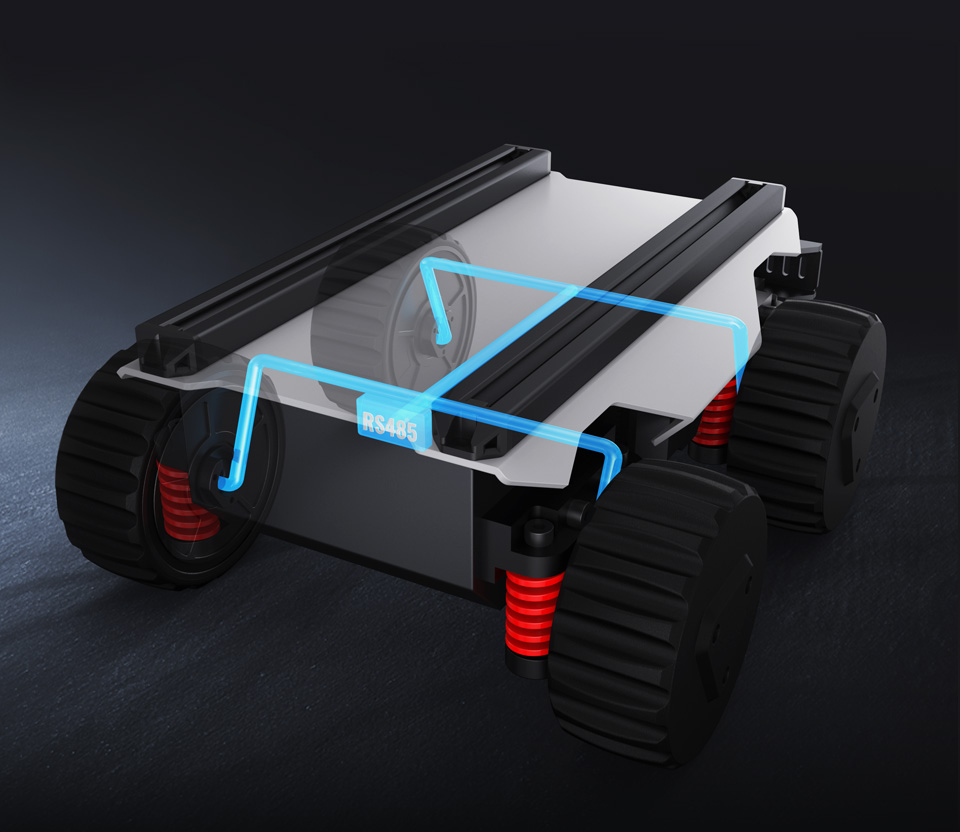 DDSM315 servo motor with RS485 support, installing on the robot chassis