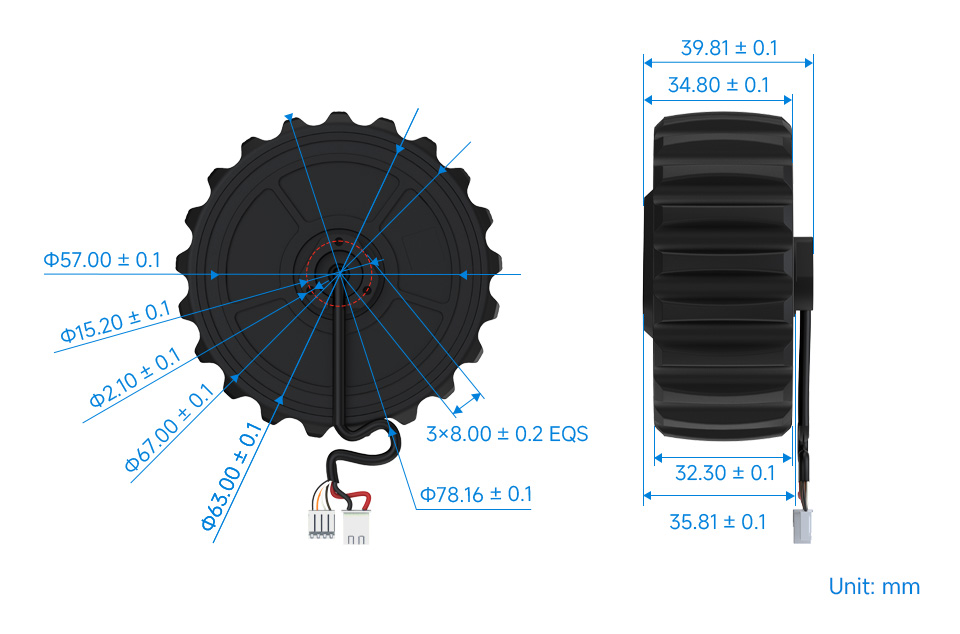 DDSM315 servo motor dimensions