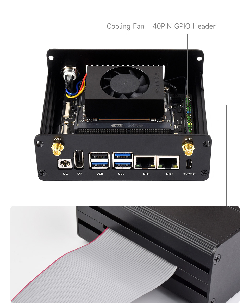 JETSON-ORIN-CASE-B, Comes with a Flat ribbon cable for adapting 40PIN header