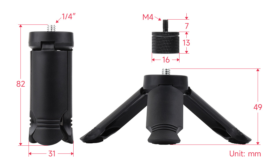 Portable Mini Tripod (B), outline dimensions