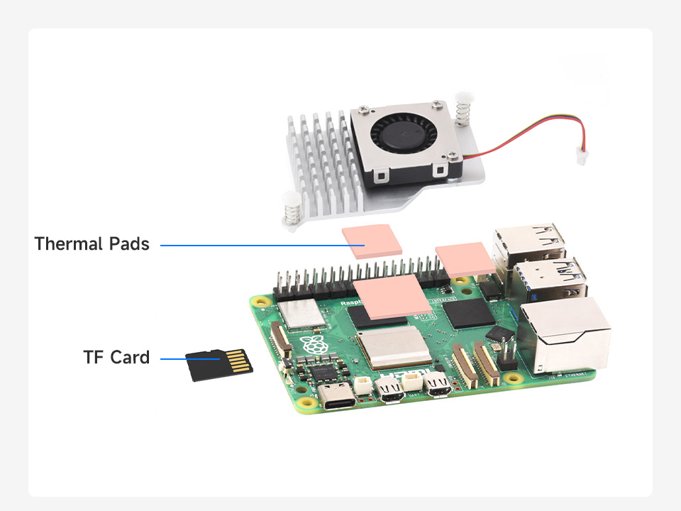 Active Cooler (B) for Raspberry Pi 5, Active Cooling Fan, Aluminium Heatsink,  With Thermal Pads