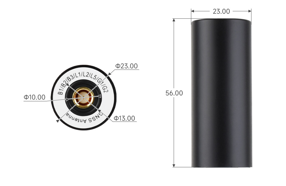 Q25/Q39 GNSS Helical Antenna, Q23 Outline dimensions