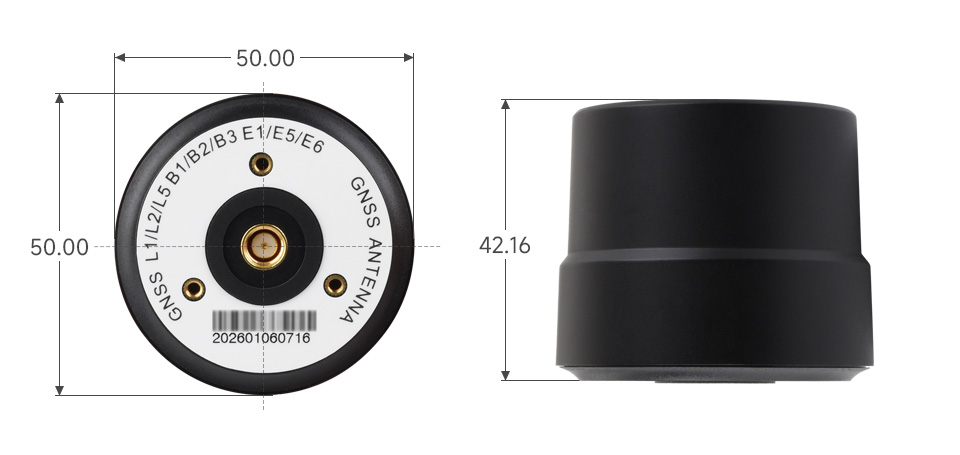 Q25/Q39 GNSS Helical Antenna, Q50 Outline dimensions