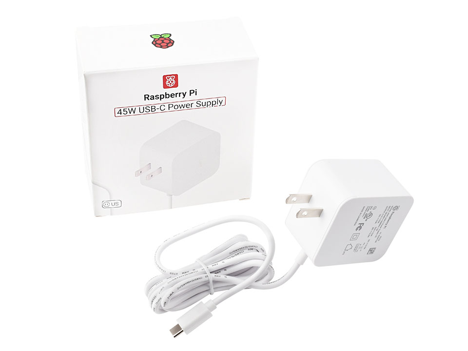 Raspberry Pi 45W USB-C Power Supply White US