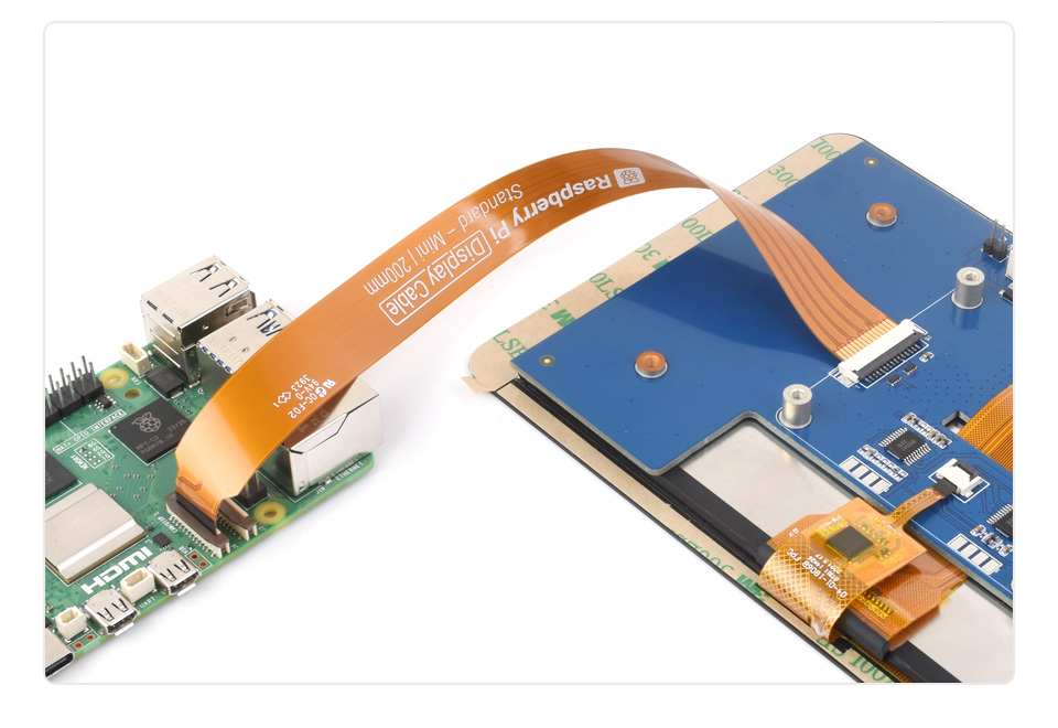 Raspberry Pi 5 DSI flexible cable, connecting DSI LCD to Raspberry Pi 5