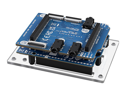 UNO Media Carrier aligned and installed on Arduino UNO Q