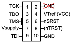 10-pin JTAG header pinout