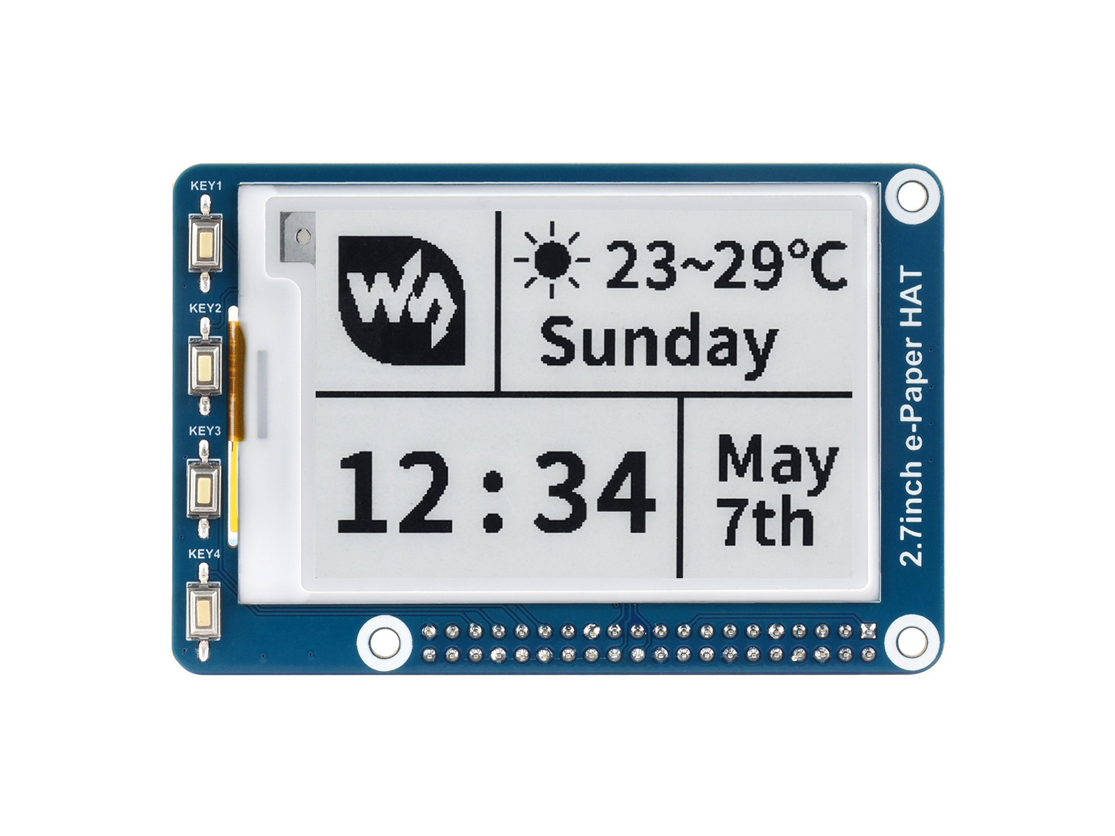 264x176, 2.7inch E-Ink display HAT for Raspberry Pi, SPI interface | WF10190CZ22 264x176, 2.7inch E-Ink display HAT for Raspberry Pi, SPI interface | WF10190CZ22