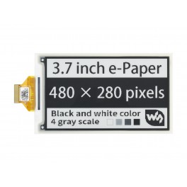 3.7inch e-Paper e-Ink Raw Display, 480×280, Black / White, 4 Grey Scales, SPI, Without PCB