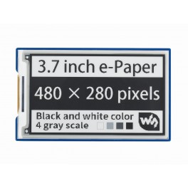 3.7inch e-Paper e-Ink Display HAT For Raspberry Pi, 480×280, Black / White, 4 Grey Scales, SPI