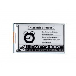4.26inch e-Paper display HAT, 800x480, Black/White, SPI Interface