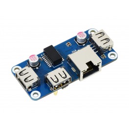 Ethernet / USB HUB HAT (B) for Raspberry Pi Series, 1x RJ45, 3x USB 2.0