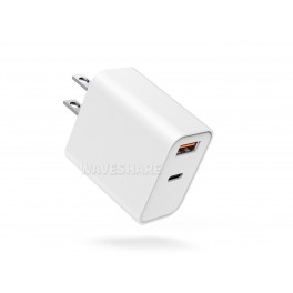 PD30W Dual-Port Fast Charger, USB Type-A/Type-C Wall Charger Block, US Plug, intelligently adjusts the charging rate
