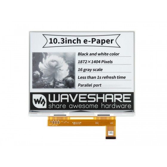 10.3inch e-Paper e-Ink Raw Display, 1872×1404, Black / White, 16 Grey Scales, Parallel Port, without PCB