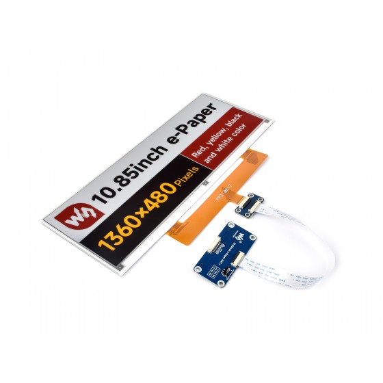 10.85inch e-Paper display (G), e-ink display, 1360x480, Red/Yellow/Black/White, SPI Interface