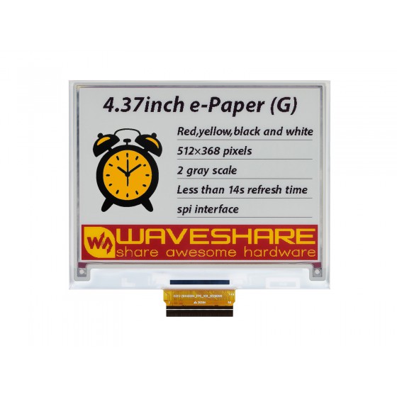 4.37inch E-Paper (G) raw display, 512 × 368, Red/Yellow/Black/White