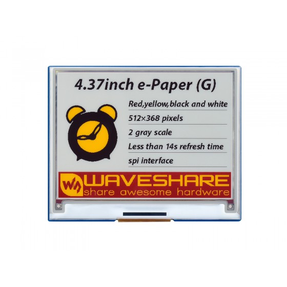 4.37inch E-Paper Module (G), 512 × 368, Red/Yellow/Black/White