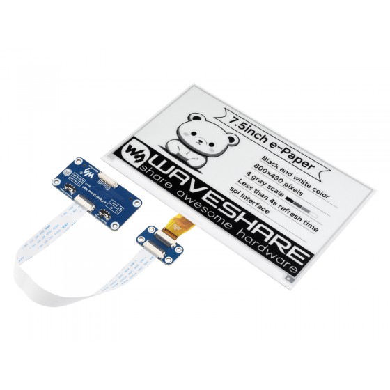 800×480, 7.5inch E-Ink display HAT for Raspberry Pi